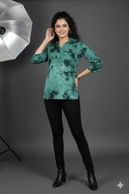 Wingsafar Casual Printed Women Green Top