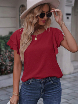 Moda Rapido Casual Self Design Women Red Top
