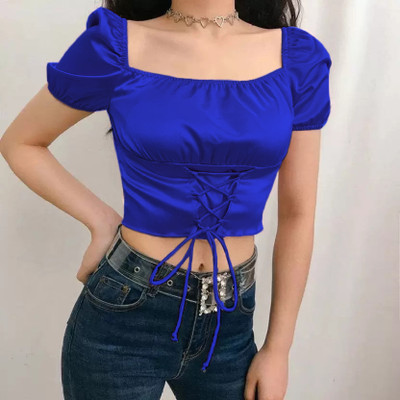 Kiaans creation Casual Solid Women Blue Top