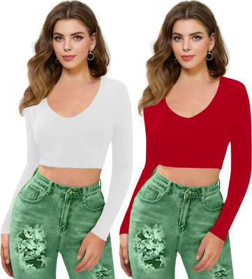 Kashonaa Casual Solid Women Red Top