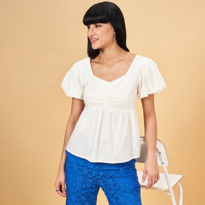 Honey By Pantaloons Casual Solid Women White Top