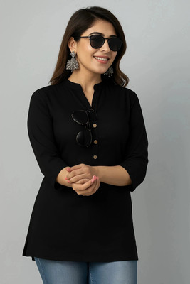 Echa Fab Casual Solid Women Black Top