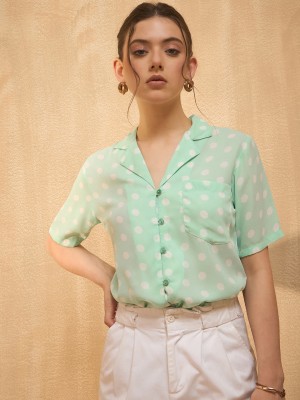 RARE Casual Solid Women Green Top