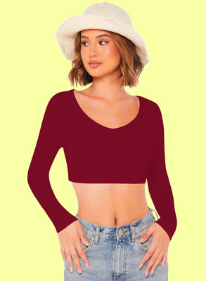 Maheshvi Casual Solid Women Maroon Top