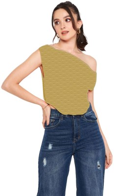 jovo Casual Solid Women Beige Top