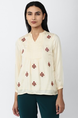 VAN HEUSEN Party Printed Women Beige Top