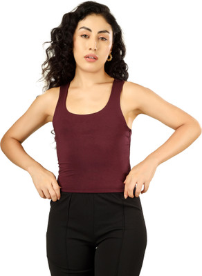 Clothza Casual Solid Women Maroon Top