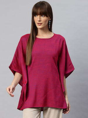 Cottinfab Casual Solid Women Pink Top