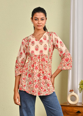 Vatatmaj Women Floral Print A-line Kurta(Multicolor)