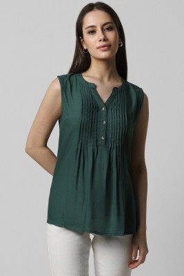 VAN HEUSEN Casual Solid Women Dark Green Top