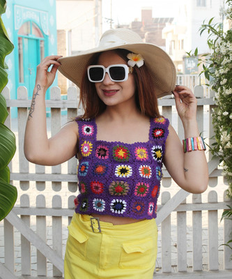 Velvery Casual Printed Women Purple Top