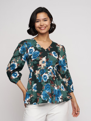 AASK Casual Floral Print, Printed Women Multicolor Top