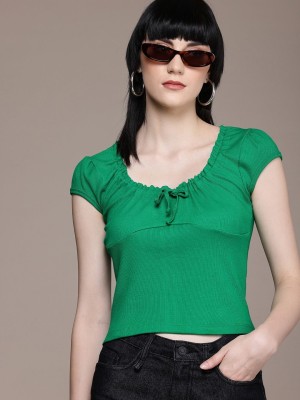 Roadster Casual Solid Women Green Top