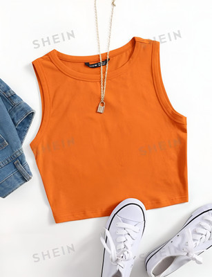 Mimmy Kids Casual Solid Women Orange Top
