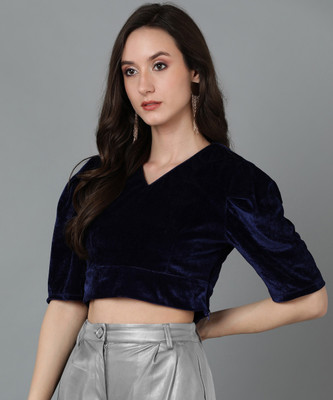 eyka Casual Solid Women Gold Top