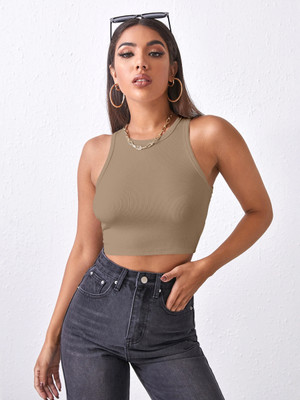 Berry Bird Party Solid Women Beige Top