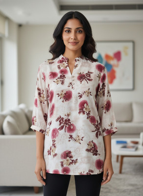 ZAYRAHETHNIK Casual Printed Women Maroon Top