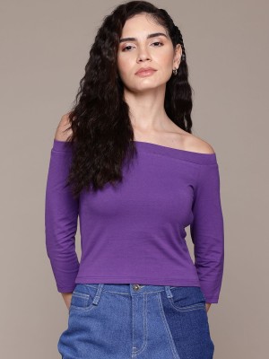 Roadster Casual Solid Women Purple Top