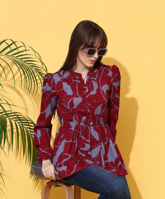 Honky Tonky Casual Printed Women Maroon, Purple Top