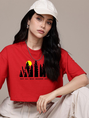 Moda Rapido Casual Graphic Print Women Red Top