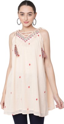 SAVI Casual Embroidered Women Pink Top