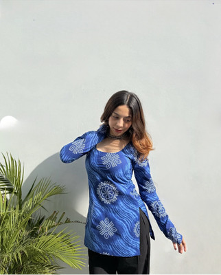 ASPIRETEXT Casual Printed Women Blue Top