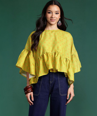 Sangria Formal Printed Women Green Top