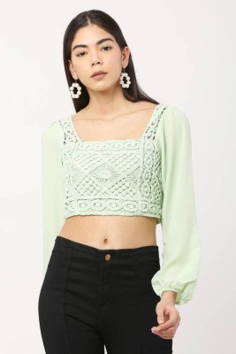 MUMRAA Casual Solid Women Light Green Top