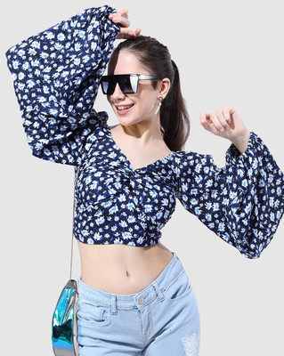 Freehand by The Indian Garage Co. Casual Printed Women Blue, White Top