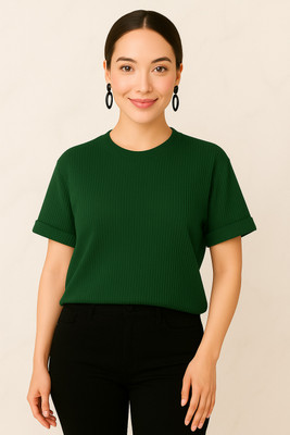 Turtlem Casual Solid Women Green Top