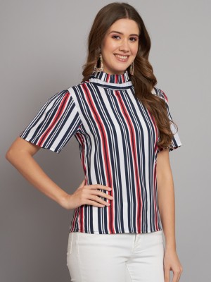 THE DRY STATE Casual Solid Women Dark Blue, White, Red Top