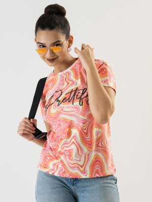 Prettify Casual Printed Women Orange Top