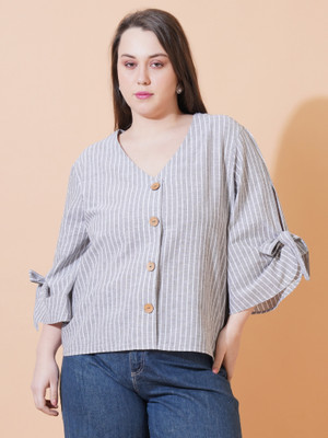 9 impression Casual Printed Women Grey Top