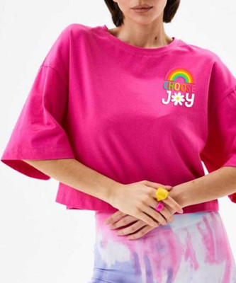 UnseenFits Casual Graphic Print Women Pink Top