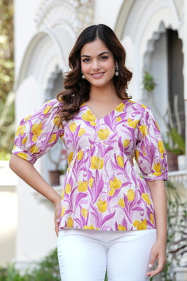 HARDOL Casual Printed Women Pink Top