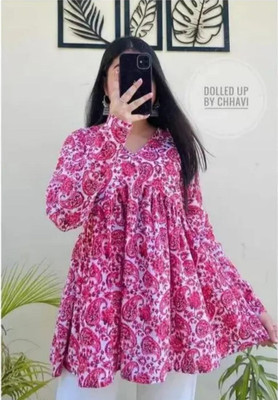 Fabista Casual Printed Women Pink Top