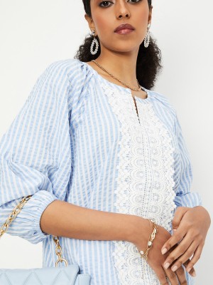 MAX Casual Striped Women Light Blue, White Top