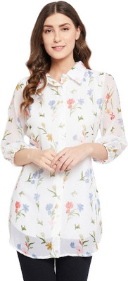 HouseOfCommon Casual Printed Women White Top
