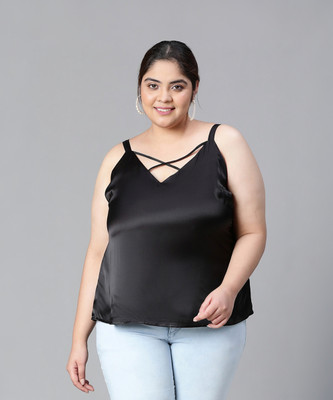 OXOLLOXO Casual Solid Women Black Top