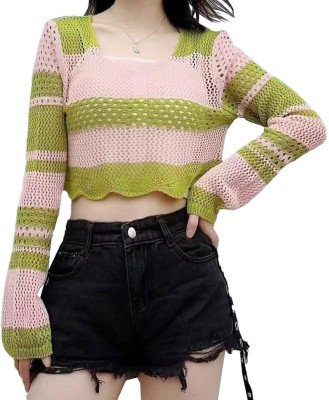 Icw Casual Color Block Women Green Top