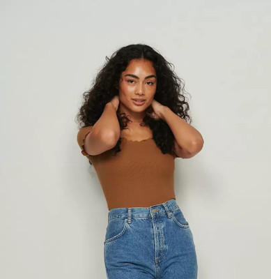 AMFABRICS Casual Striped Women Brown Top