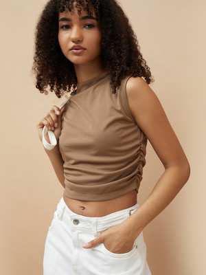 Ginger by Lifestyle Casual Solid Women Beige Top