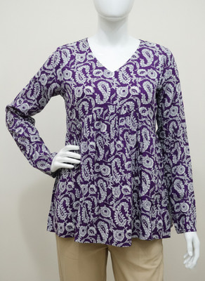 PS FASHION Casual Printed Women Purple, White Top