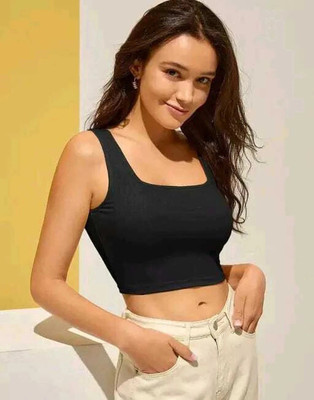 MCST Casual Solid Women Black Top