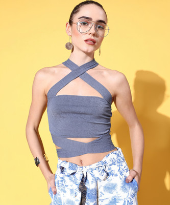 VENI VIDI VICI Party Self Design Women Blue Top