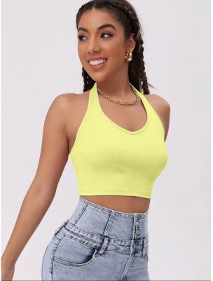 GLARE & BLAIR Casual Solid Women Yellow Top