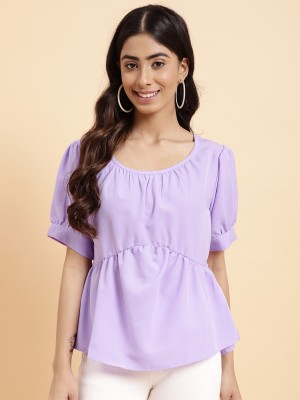 Neesh Casual Solid Women Purple Top