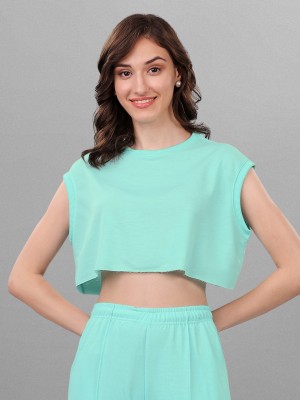 SXV STYLE Casual Solid Women Light Blue Top