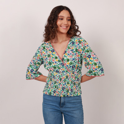 Modyne Fashions Casual Printed Women Green Top