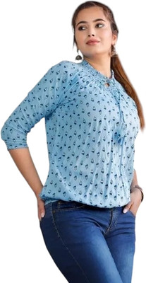 Pittra4ever Casual Printed Women Blue Top